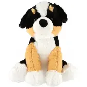 Teddies Hund/Welpe sitzend Plüsch 38cm schwarz-braun-weiß