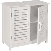 Mendler Waschbeckenunterschrank HWC-B41, Badezimmer Unterschrank Badschrank mit Staufach, Bambus MDF 60x60x30cm MVG weiß