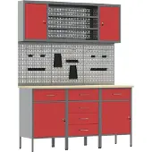 Syfax Werkbank mit Schubladen 7 pcs Rot Ingenieure Holz und Stahl