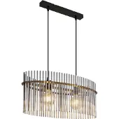 Globo Lighting Hängeleuchte Metall schwarz matt, Glasstäbe rauchfarben, Kabel PVC schwarz, Höhe kürzbar, LxBxH: 600x230x1400mm, exkl. 2x E27 60W 230V