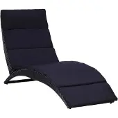 Syfax Sonnenliege mit Auflage Poly Rattan Schwarz
