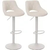 Mendler 2er-Set Barhocker MCW-N64, Barstuhl Tresenhocker, Fußablage drehbar, Kunstleder Metall weiß