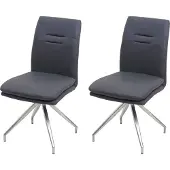 Mendler 2er-Set Esszimmerstuhl HWC-H70, Küchenstuhl Lehnstuhl Stuhl, Stoff/Textil Edelstahl gebürstet dunkelgrau