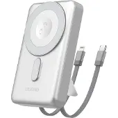 Dudao Powerbank K29 10000Mah Pd 20W mit Magsafe mit Metallgehäuse, Ständer und eingebauten Usb-C/Lightning Kabeln - Silber
