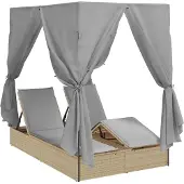 Syfax Doppelte Sonnenliege Grau 205 x 129 x 200 cm Poly-Rattan