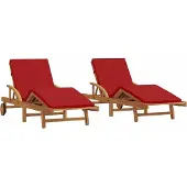 Syfax Sonnenliege 2 pcs Rot 200 x 67 x 84 cm Massivholz Akazie