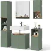 Vicco Badmöbel-Set Marelle Grün/Artisan-Eiche 5-teilig, Model 54705