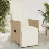 vidaXL Möbel Gartensessel mit Kissen Verstellbar Beige Poly Rattan - Esstischstuhl 365662