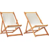 Syfax Klappbare Strandstühle 2 Stk. Cremeweiß Stoff