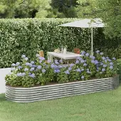 Prolenta Maison Exclusive - Hochbeet Verzinkter Stahl 322x100x36 cm Silbern