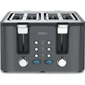 Arendo Toaster, 4 kurze Schlitze, für 4 Scheiben, 1750 W, Automatik, Edelstahl, Wärmeisolierendes Doppelwandgehäuse