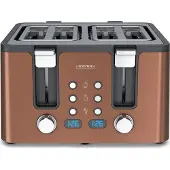 Arendo Toaster, 4 kurze Schlitze, für 4 Scheiben, 1750 W, Automatik, Edelstahl, Wärmeisolierendes Doppelwandgehäuse