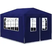 Syfax dkd-home-decor Partyzelt Blau 3x4 m PE-Dach und Seitenwände Stahlrahmen UV- und wasserbeständig