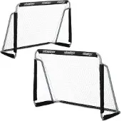 B2X 2er Set Fußballtor Schwarz 88x29x15,5cm für Garten, robustes Netz, einfache Montage