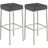 CLP 2er Set Barhocker Montreal Kunstlederbezug grau/edelstahl