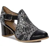 MACIEJKA Leder Pumps Schwarz Beige mit mandelförmiger Spitze, goldener Schnalle und 6 cm Absatz, Modell 0496244005