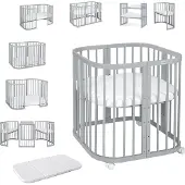 Waldin 7-in-1 Kinderbett mit Matratze, Grau