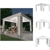 vidaXL Pavillon mit Doppeldach & LED-Lichterkette 3x3 m Weiß - Pavillons & Partyzelte