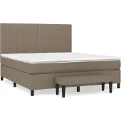 vidaXL Boxspringbett mit Matratze Taupe 160x200 cm Stoff