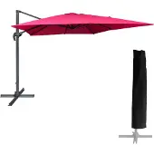 Happy Garden Freistehender Sonnenschirm MOLOKAI quadratisch 3x3m fuchsia + Hülle