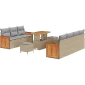 vidaXL Gartensofa-set 13 stk. 9-Sitzanzahl Beige und Hellgrau