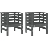 vidaXL Gartenstühle 2 Stk. Grau 61,5x53x71 cm Massivholz Kiefer
