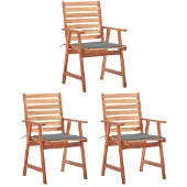 Prolenta Maison Exclusive - Garten-Essstühle 3 Stk. mit Kissen Massivholz Akazie