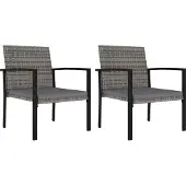 Syfax Garten-Essstühle 2 Stk. Poly Rattan Grau