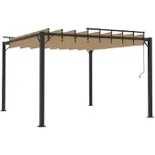 Syfax Pergola mit Lamellendach 3x3 m Taupe Stoff und Aluminium
