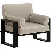 Beautysofa | VERDINO Gartensessel Grau – Gartenstuhl Lounge mit Metallrahmen, Outdoor Sessel wetterfest, Polyrattan SIMAX 03