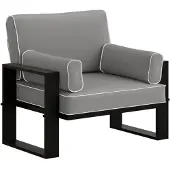 Beautysofa | VERDINO Gartensessel Blaugrau – Gartenstuhl Lounge mit Metallrahmen, Outdoor Sessel wetterfest, Polyrattan SIMAX 42