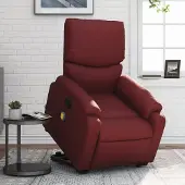 vidaXL Schlichtes Massagesessel mit Aufstehhilfe Weinrot Kunstleder - Fernseh- & Relaxsessel DE6611301 2parcel