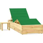 Syfax Garten-Sonnenliege mit Tisch und Auflage Kiefer Imprägniert