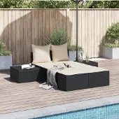 Prolenta Maison Exclusive - Doppel-Sonnenliege mit Kissen Schwarz Poly Rattan