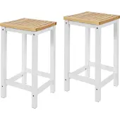 SoBuy 2er Set Stuhl Holzstuhl Essstuhl Küchenstuhl Hocker zum Küchenwagen 2xFST29-WN