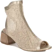 MACIEJKA Goldene Damen Leder-Stiefeletten mit Reißverschluss, Blockabsatz und 5 cm Absatzhöhe
