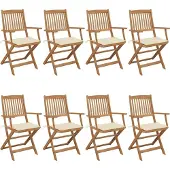 Prolenta Maison Exclusive - Klappstühle, 8 Stück, mit Kissen, aus massivem Akazienholz