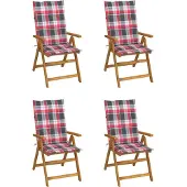 Prolenta Maison Exclusive - Klappstühle Verstellbar 4 Stk. mit Auflagen Massivholz Akazie