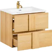SoBuy BZR172-N Waschbeckenunterschrank mit Zwei Schubladen Aufbewahrungsschrank Badezimmerschrank Waschtisch mit Waschbecken Natur BHT ca. 61x54x46cm