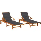 Syfax Sonnenliegen 2 Stk. mit Auflagen Massivholz Akazie
