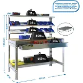 Simonwork (bancos De Trabajo) PROREGAL Werkbank BUFFALO mit Frontablage und Schubfach | HxBxT 84x120x61cm | Traglast 600kg | Verzinkt
