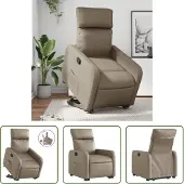 The Living Store Relaxsessel mit Aufstehhilfe Cappuccino-Braun Kunstleder