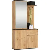 Akord Eingangsmöbel-Set ENTRO mit Kleiderschrank und Spiegel Eiche Craft 95x35x183 cm