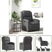 The Living Store Relaxsessel Grau Echtleder