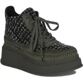 MACIEJKA Stiefeletten 0675909008 aus Veloursleder dunkelgrün Plateau 5cm Weite G Schnürung Reißverschluss