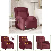 The Living Store Massagesessel Elektrisch Weinrot Stoff