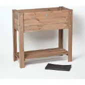 Homescapes Holz-Hochbeet mit Ablage - braun, 78 cm hoch
