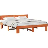 Syfax Bettrahmen Wachsbraun 200 x 200 cm Massives Kiefernholz