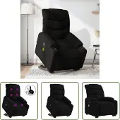 The Living Store Massagesessel mit Aufstehhilfe Schwarz Stoff