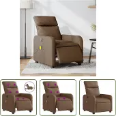 The Living Store Massagesessel Elektrisch Braun Stoff